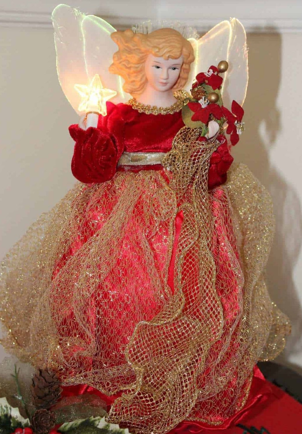 Tree Topper, Christmas Angel, Fiber Optic, Vintage