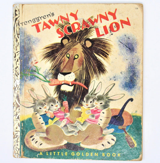 Children's Book, Little Golden Book, Tawny Scrawny Lion, Hardcover, Vintage 1952