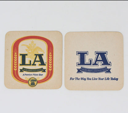 Coasters, LA Beer by Anheuser Busch, Set of 8, Vintage NOS