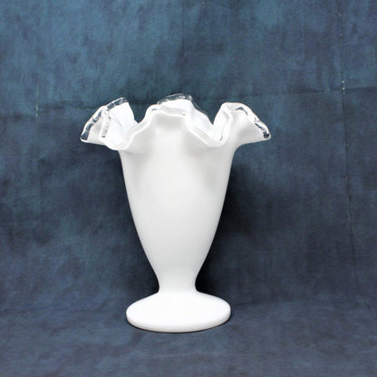 Vase, Fenton, Silver Crest Double Crimped Vase, 6" Vintage