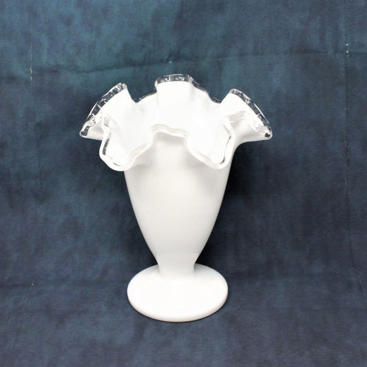 Vase, Fenton, Silver Crest Double Crimped Vase, 6" Vintage