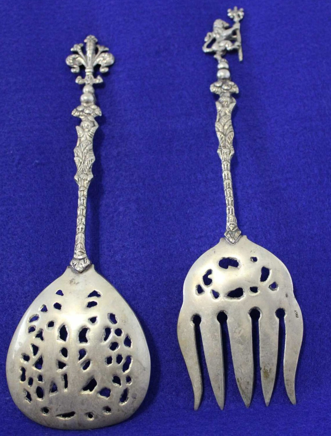 Salad Fork & Spoon Set, Ugo Bellini, Ornate Baroque Style, Vintage