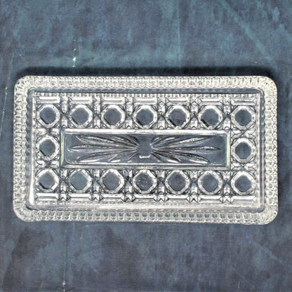 Vintage Glass Tray, Federal Glass, Windsor Clear (Button and Cane) pattern