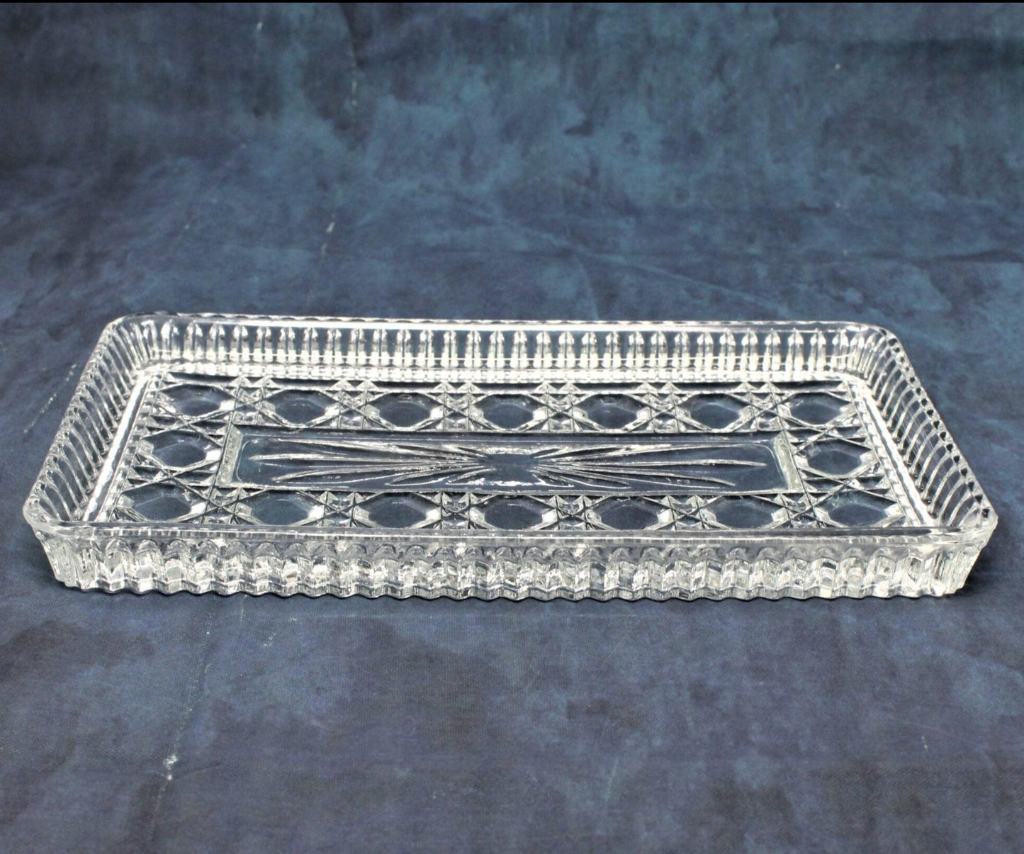 Tray, Federal Glass, Windsor Clear (Button and Cane), Vintage