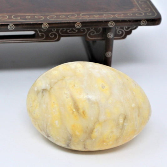 Egg, Marble, Large Yellow Multi-Color Banded Stone, Vintage