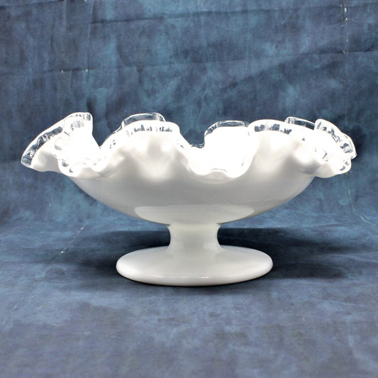 Compote, Fenton, Silver Crest Double Crimped, 8" Vintage