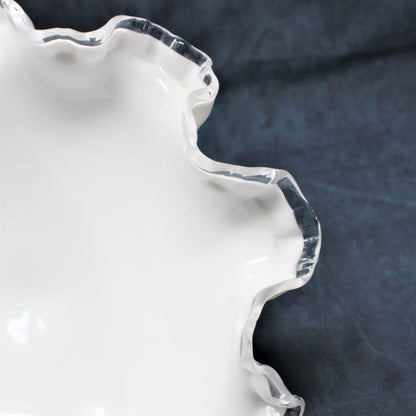 Compote, Fenton, Silver Crest Double Crimped, 8" Vintage