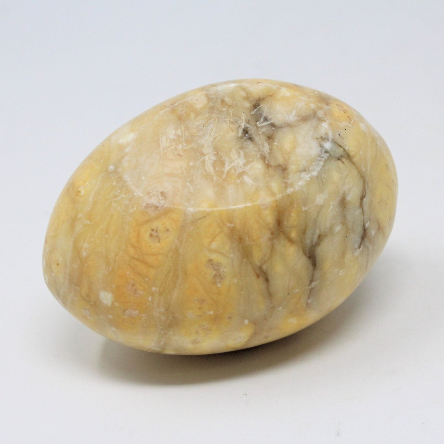 Egg, Marble, Large Yellow Multi-Color Banded Stone, Vintage