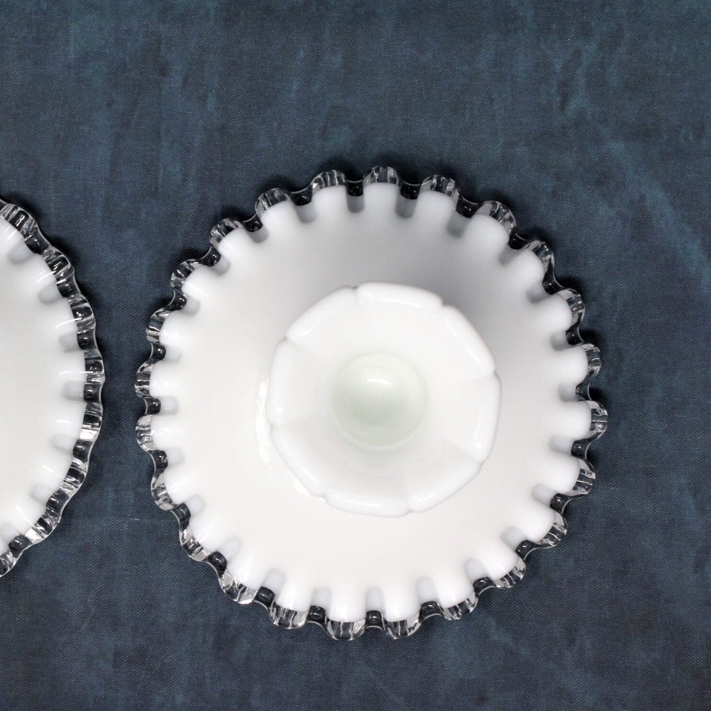 Candle Holders, Fenton, Silver Crest, Milk Glass, Set of 2, Vintage