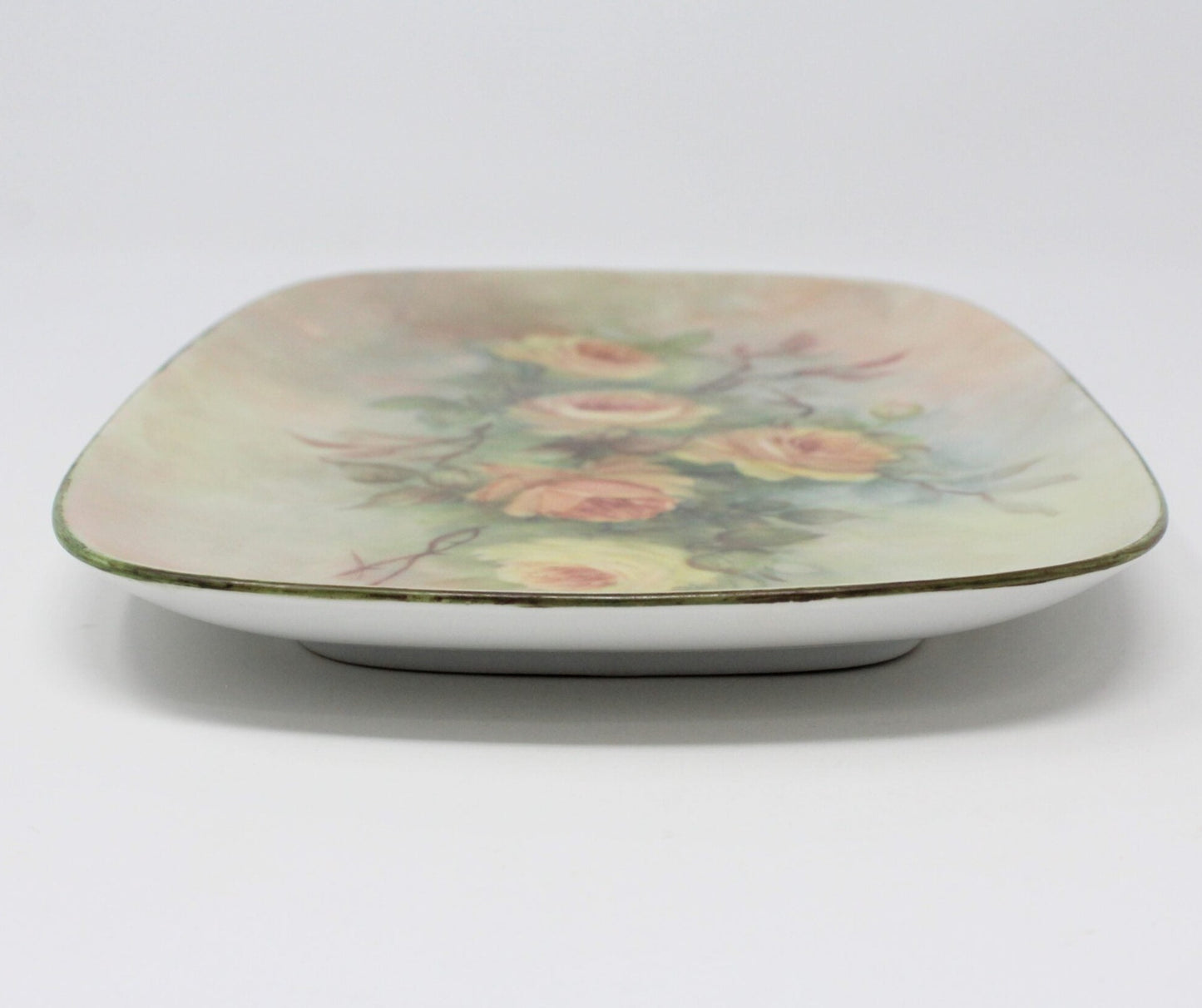 Tray, Hand Painted & Signed, Yellow Roses, Vintage 1980