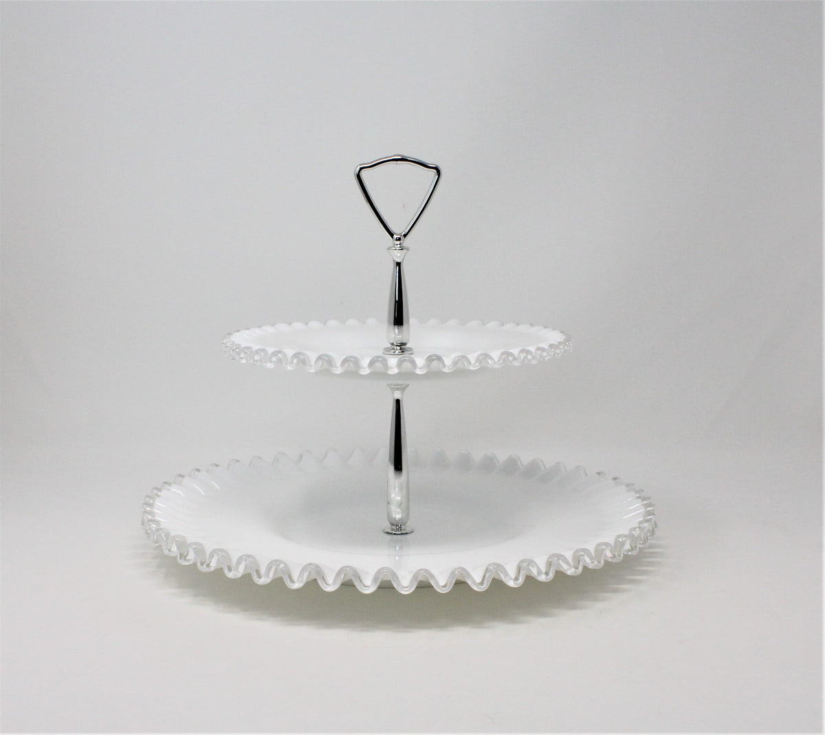 Tidbit Tray: Fenton Silver Crest 7294, Two-Tier Milk Glass, USA, Vintage 1942, SOLD