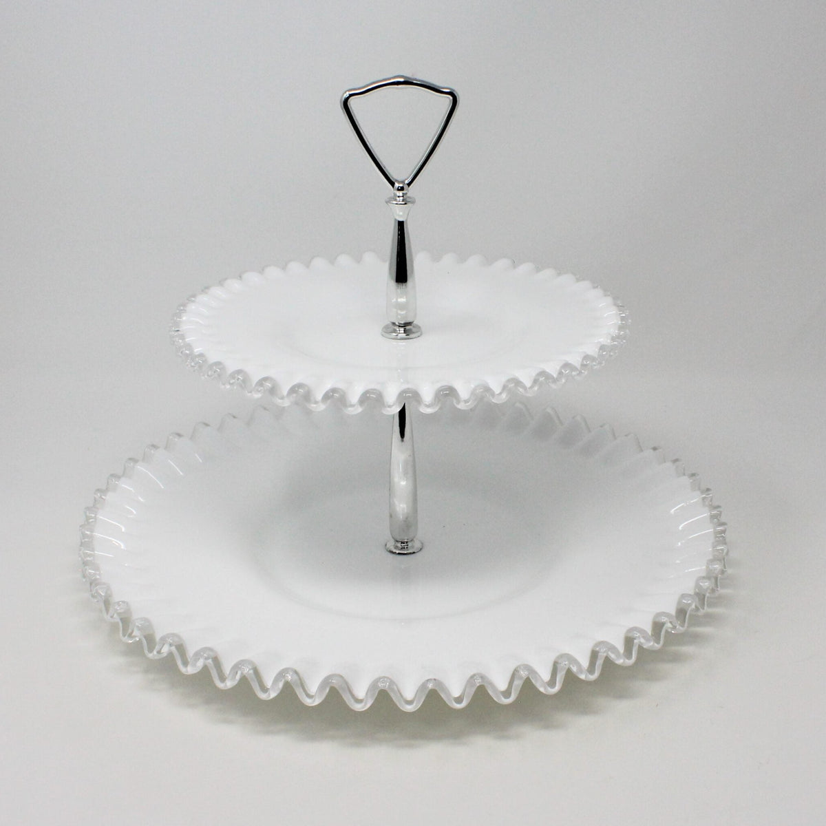 Tidbit Tray: Fenton Silver Crest 7294, Two-Tier Milk Glass, USA, Vintage 1942, SOLD