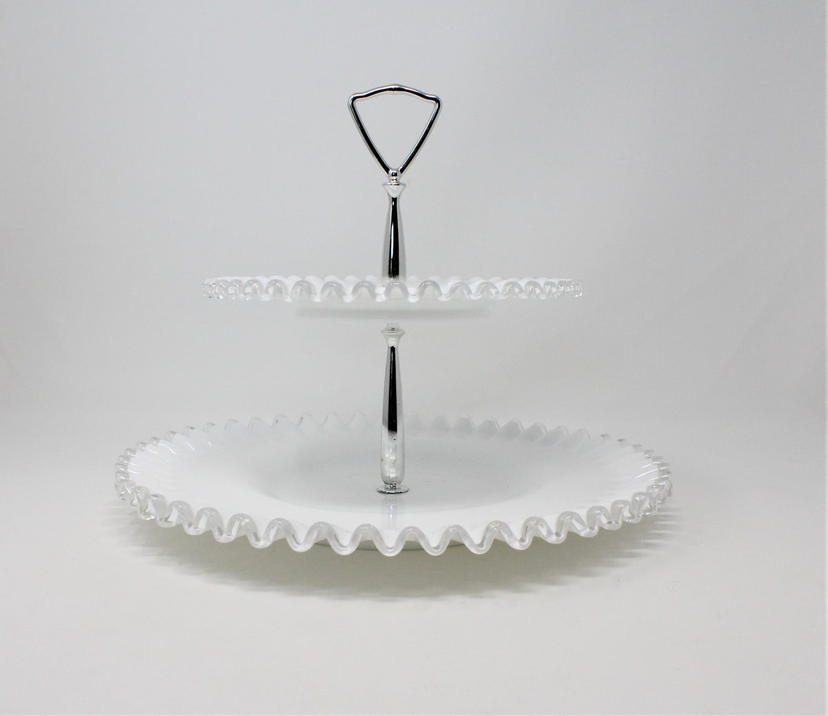 Tidbit Tray: Fenton Silver Crest 7294, Two-Tier Milk Glass, USA, Vintage 1942, SOLD