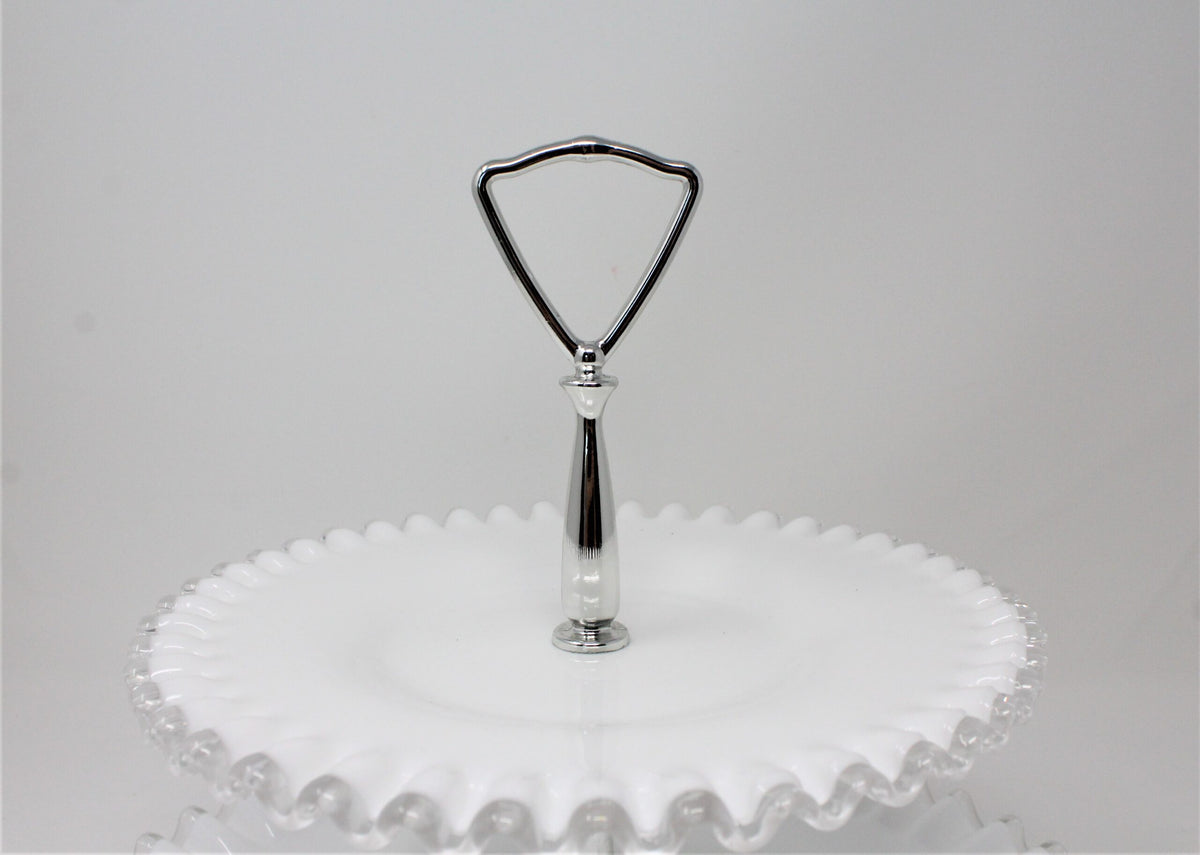 Tidbit Tray: Fenton Silver Crest 7294, Two-Tier Milk Glass, USA, Vintage 1942, SOLD