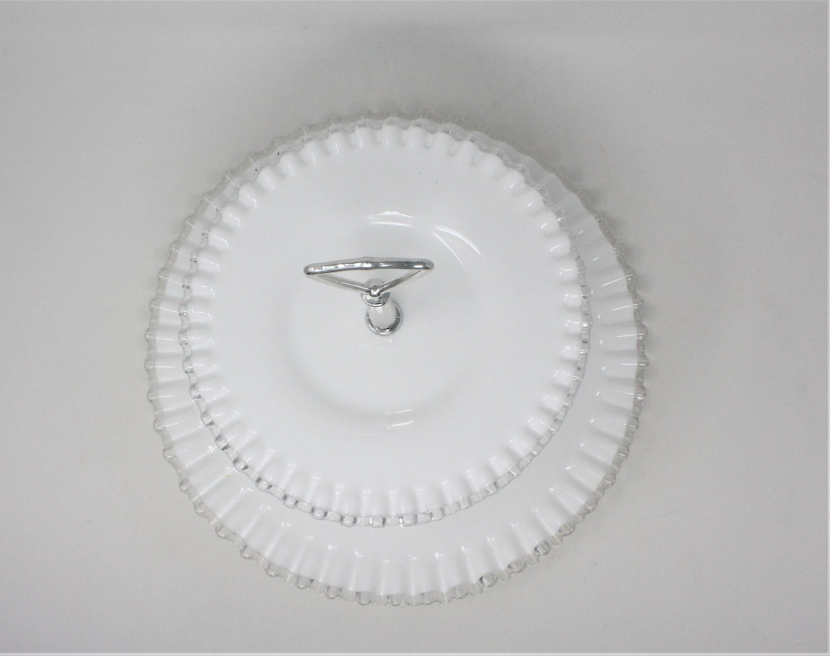 Tidbit Tray: Fenton Silver Crest 7294, Two-Tier Milk Glass, USA, Vintage 1942, SOLD