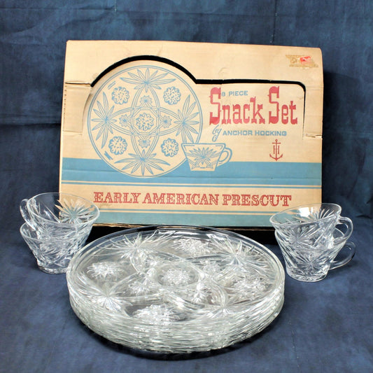 Snack Sets, Anchor Hocking, Prescut 700, 8 Pc Set, Vintage