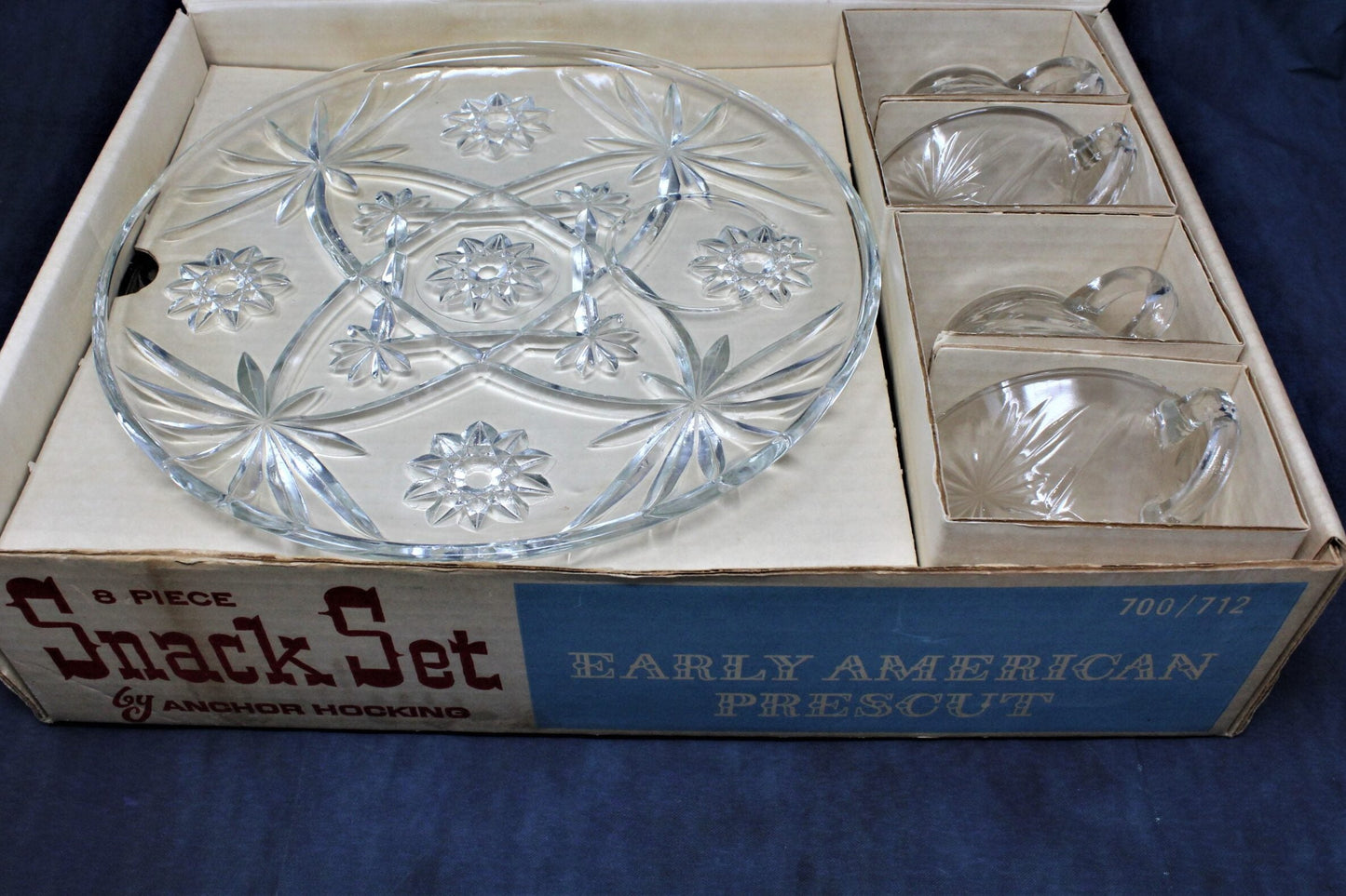 Snack Sets, Anchor Hocking, Prescut 700, 8 Pc Set, Vintage