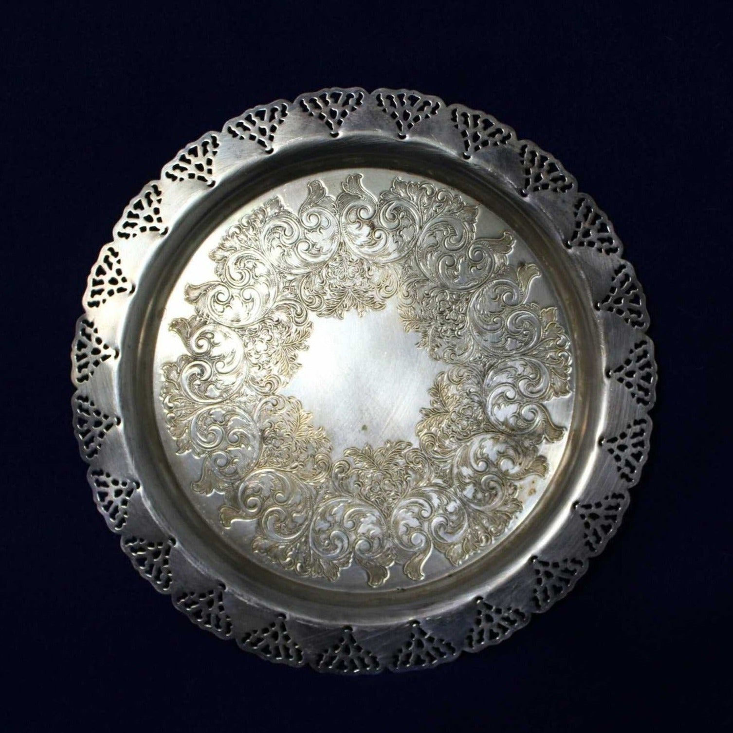Vintage Tray, Oneida for Home Decorators Silverplate, Reticulated 12 inches