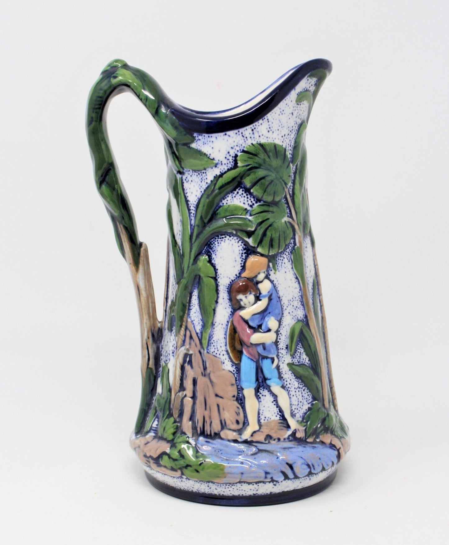 Pitcher, Paul and Virginia, Hand Painted Ceramic, Vintage