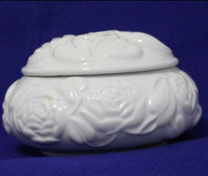 Trinket Box, Germaine Monteil, White Porcelain, Japan, Vintage Promotional Items