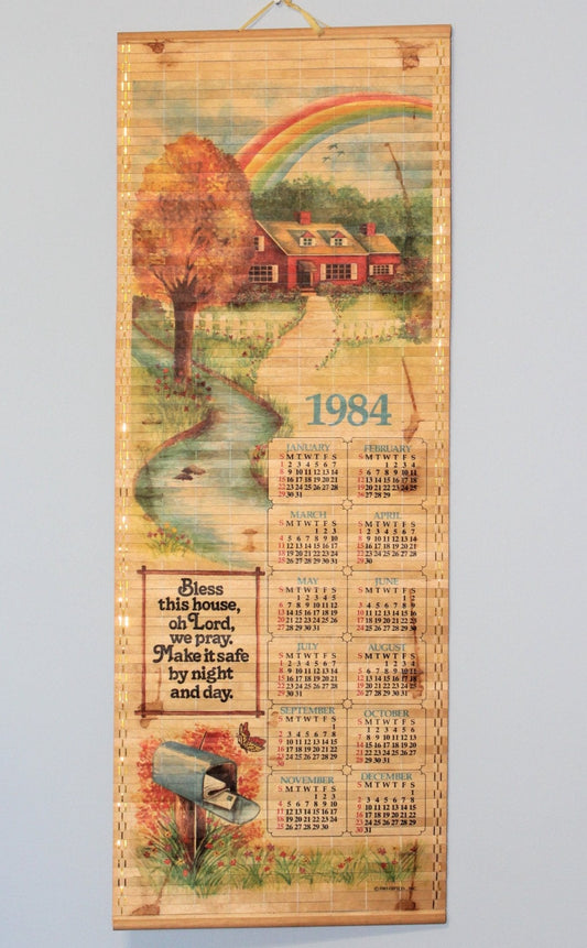 bamboo wall calendar 1984 collectible