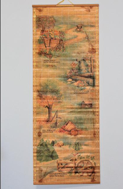 Calendar, Bamboo Scroll Calendar, Giftco, 1984, 2-sided, Vintage