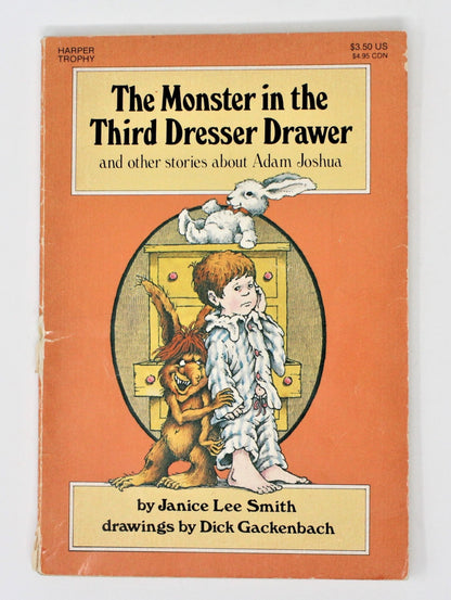 Children's Book, The Monster in the Third Dresser Drawer, Adam Joshua, Softcover, Vintage 1988