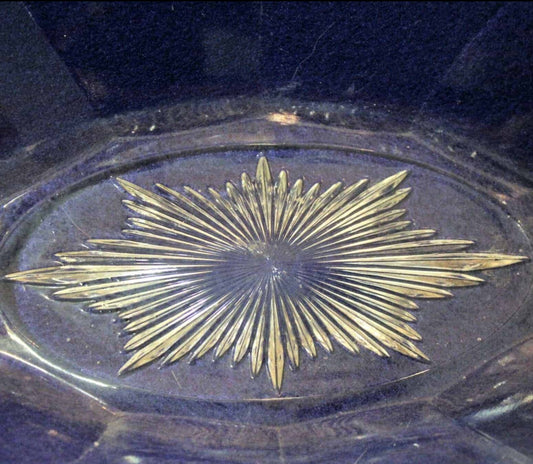 Relish Dish, Indiana Glass, Starburst Center, Number 125, Oval, Soda Fountain, Antique