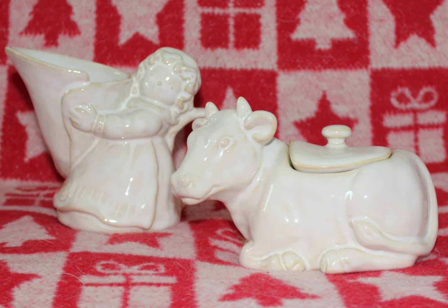 Creamer and Sugar Bowl with Lid, Twelve Days of Christmas, Pottery Barn, Ceramic