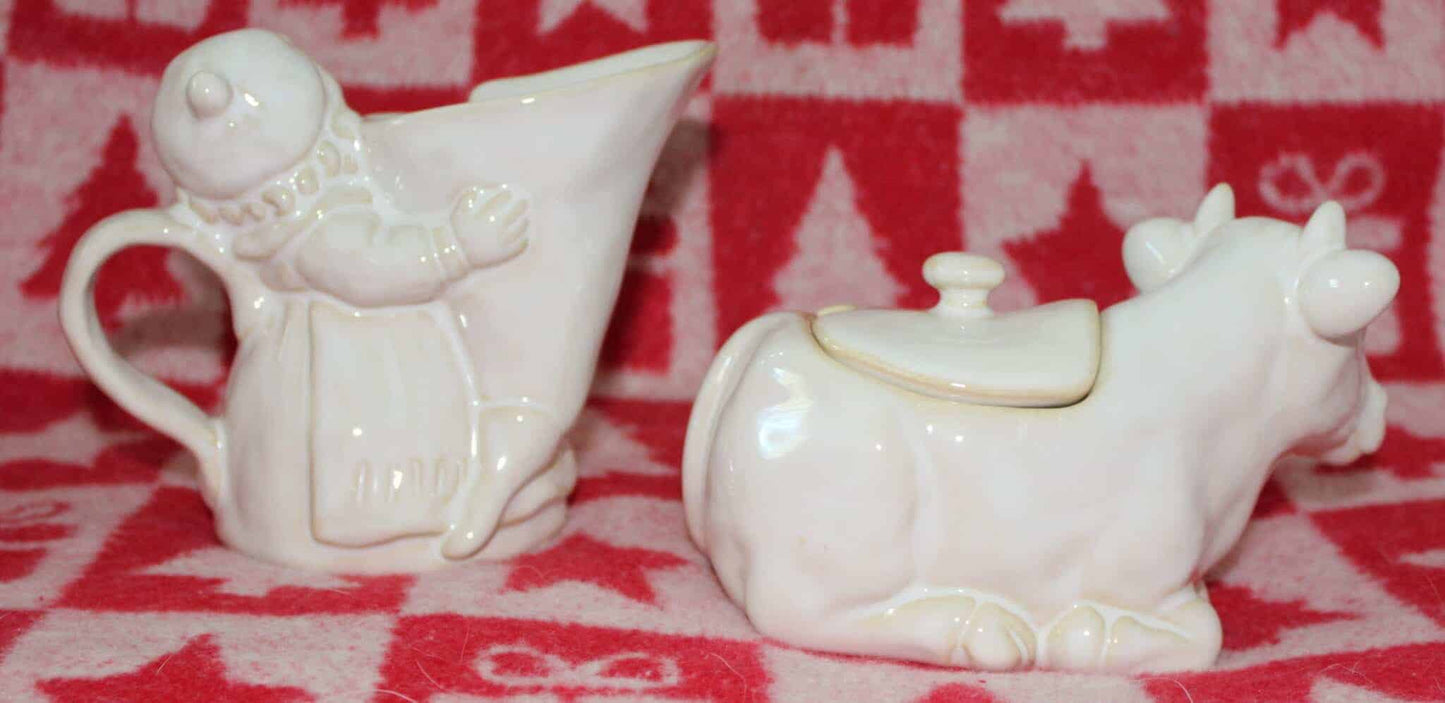 Creamer and Sugar Bowl with Lid, Twelve Days of Christmas, Pottery Barn, Ceramic