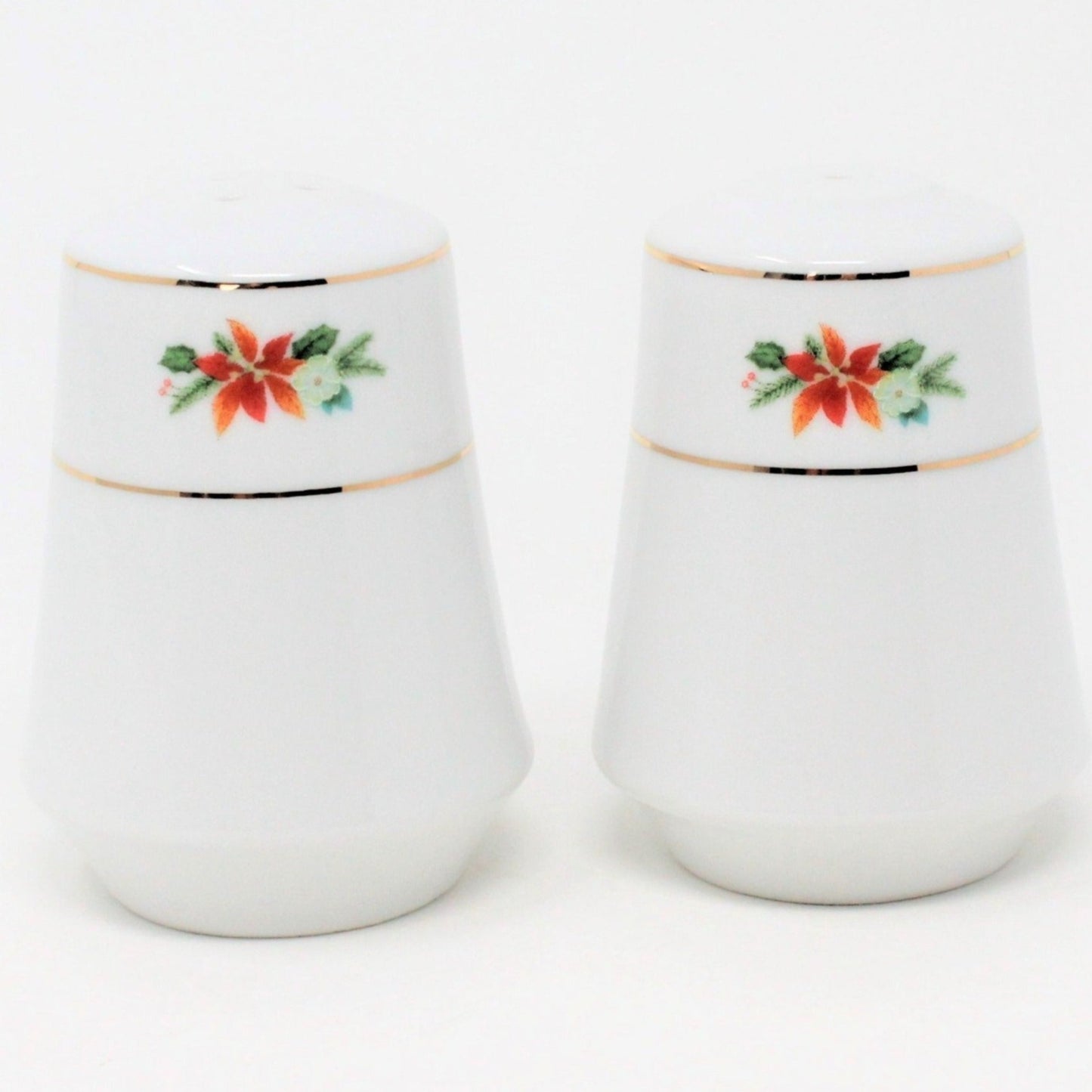 Salt and Pepper Shakers, Royal Norfolk, Poinsettia and Holly, RNF26 Porcelain, 2004