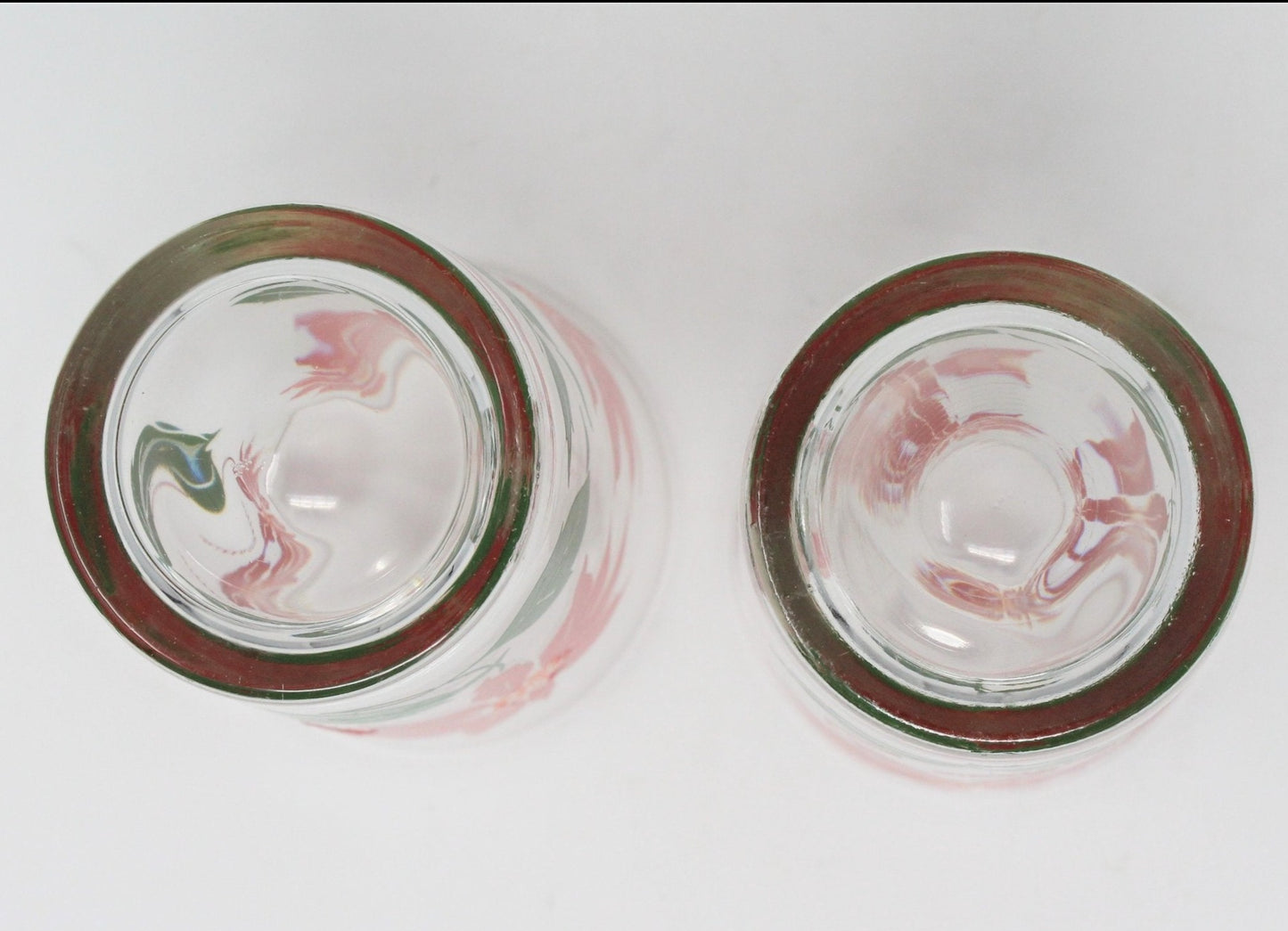 Glass Tumblers, Christmas Poinsettia, Hazel Atlas, Set of 2, Vintage