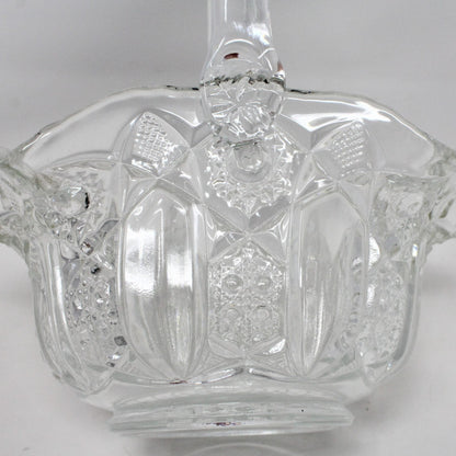 Basket, L.E. Smith Glass, Quintec 3185 Clear, Vintage, Depression Glass