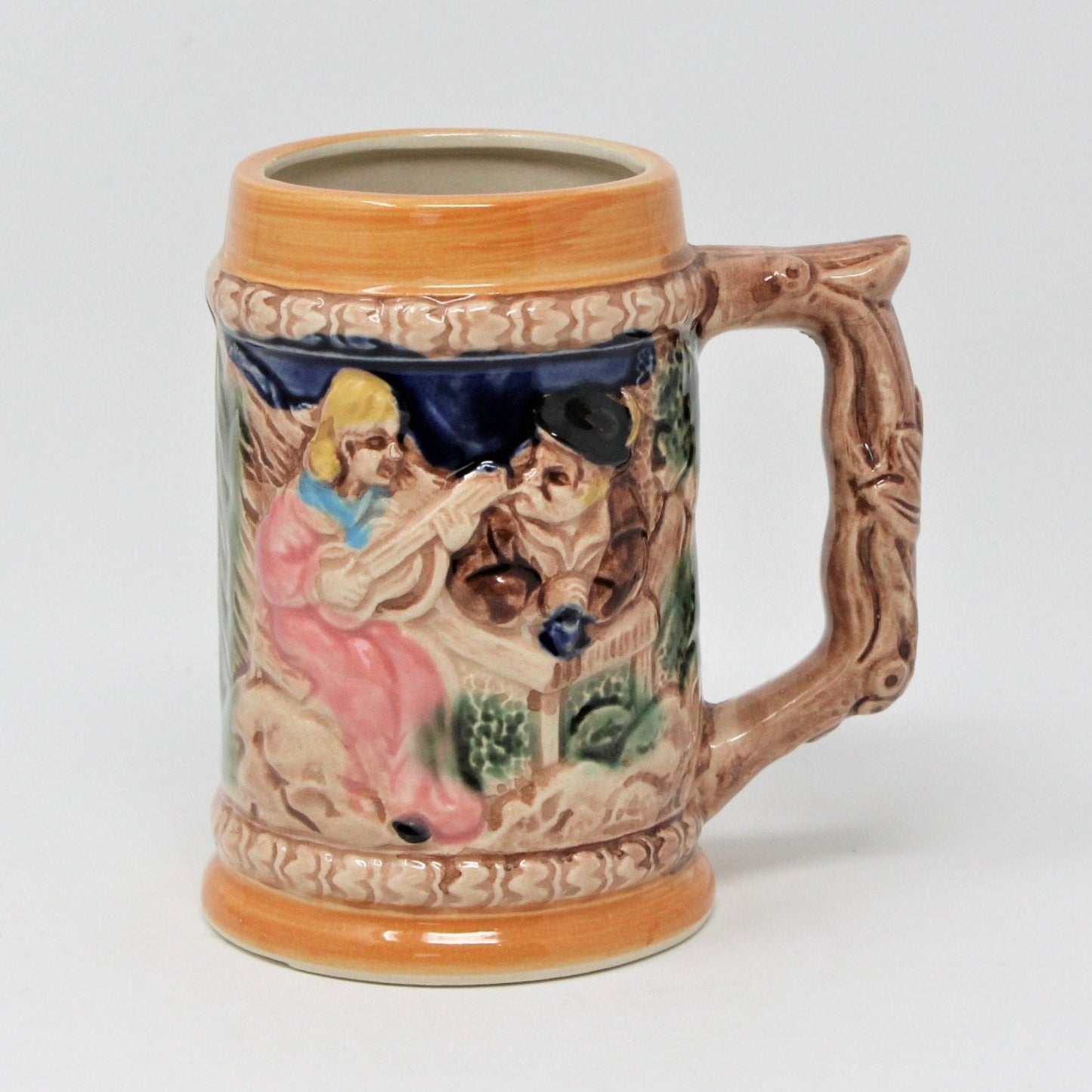 Beer Stein, German Style, Lady Playing Guitar, Japan, Vintage