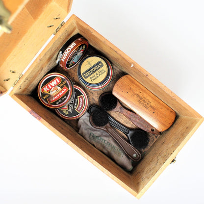 Shoe Valet, Esquire Shoe Shine Box & Accessories, Wood, Vintage