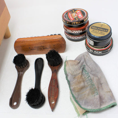 Shoe Valet, Esquire Shoe Shine Box & Accessories, Wood, Vintage