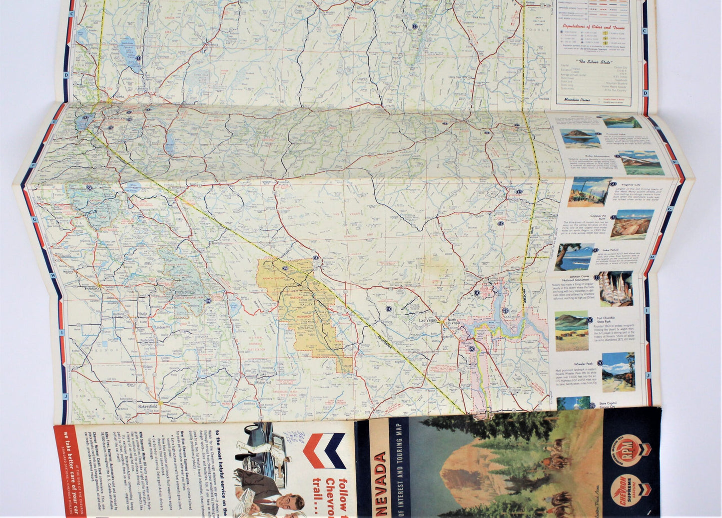 Road Map, Chevron Gousha Lithograph, Nevada, Vintage 1959, SOLD
