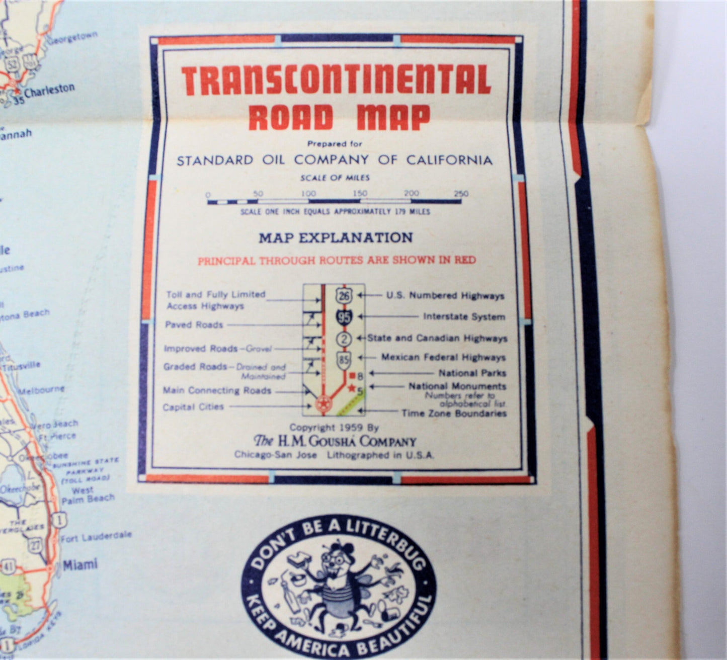 Road Map, Chevron Gousha Lithograph, Nevada, Vintage 1959