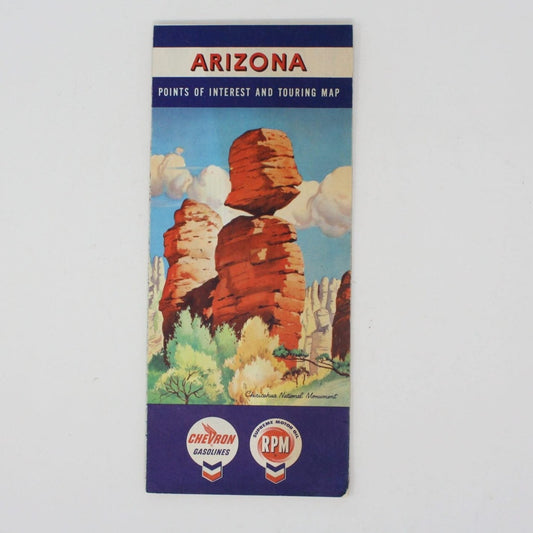 Road Map, Chevron Gousha Lithograph, Arizona, Vintage 1960