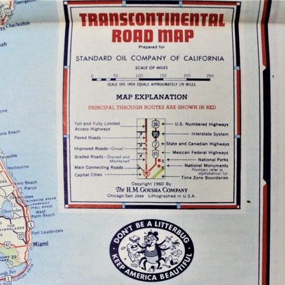 Road Map, Chevron Gousha Lithograph, Arizona, Vintage 1960, SOLD