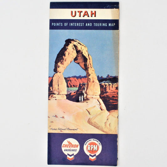 Road Map, Chevron Gousha Lithograph, Utah, Vintage 1960
