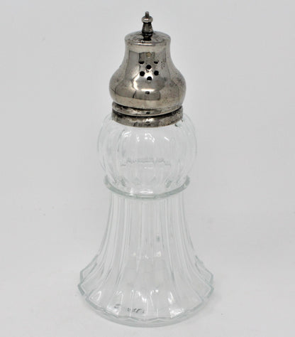 Shaker, Lady Primrose Powder, Glass and Silverplate, Empty, Vintage