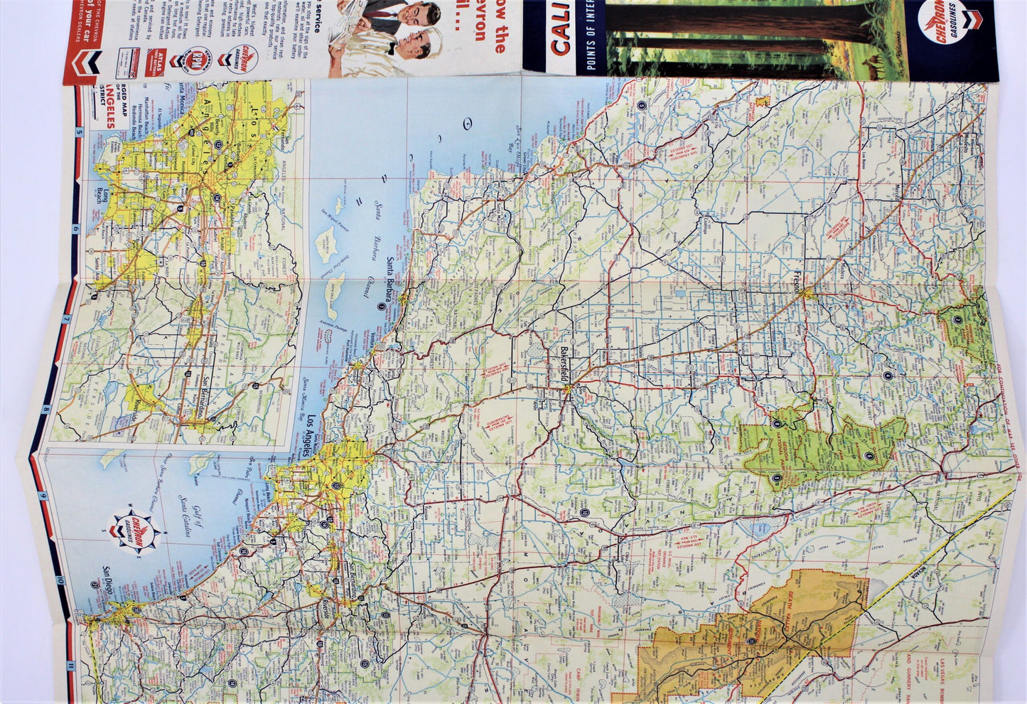 Road Map, Chevron Gousha Lithograph, California, Vintage 1960, SOLD