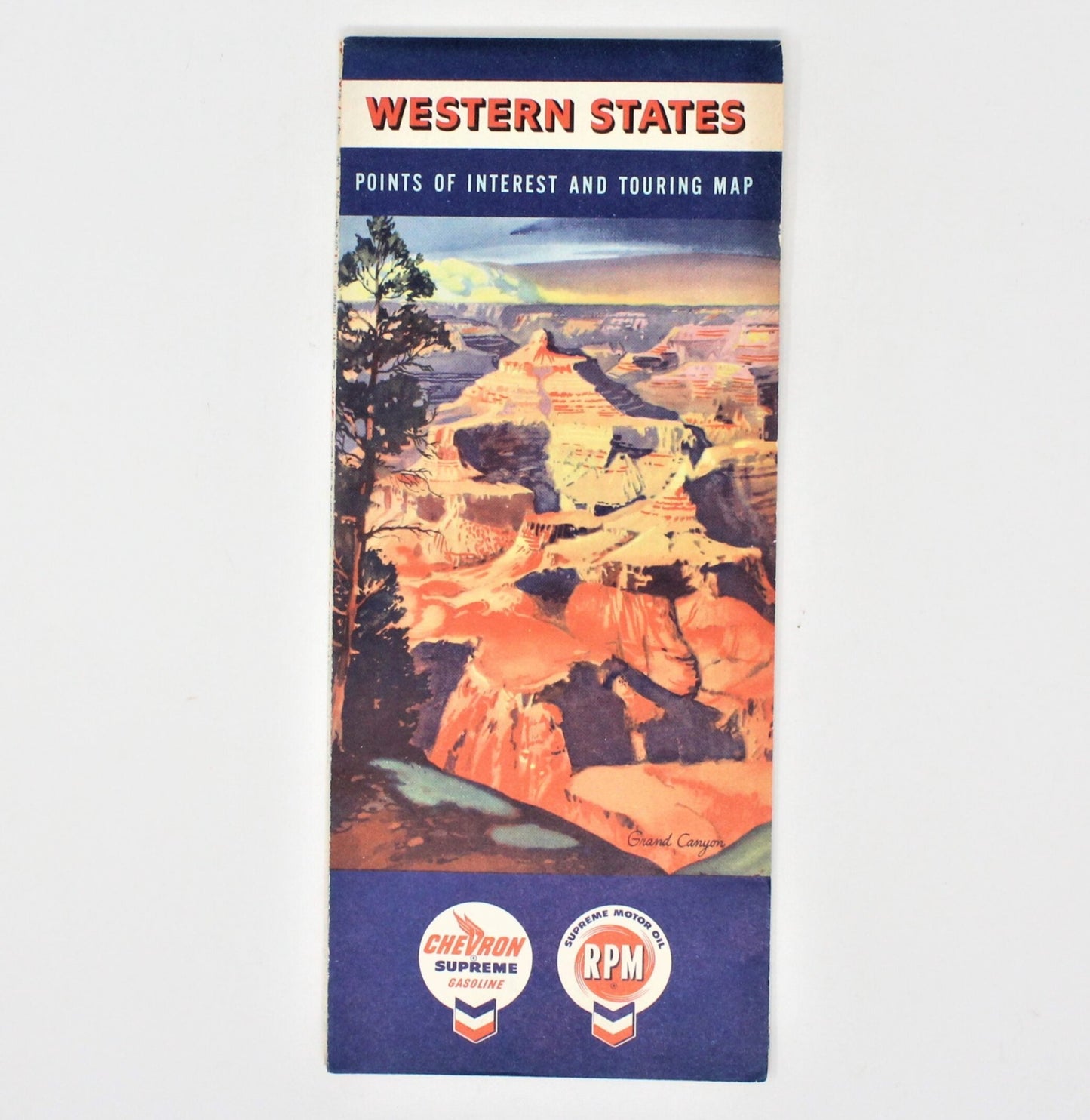 Road Map, Chevron Gousha Lithograph, Western States, Vintage 1959