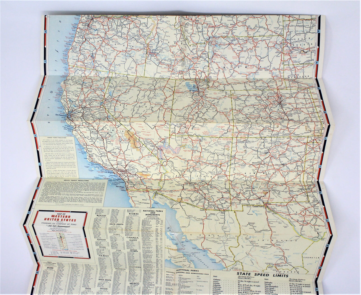 Road Map, Chevron Gousha Lithograph, Western States, Vintage 1959