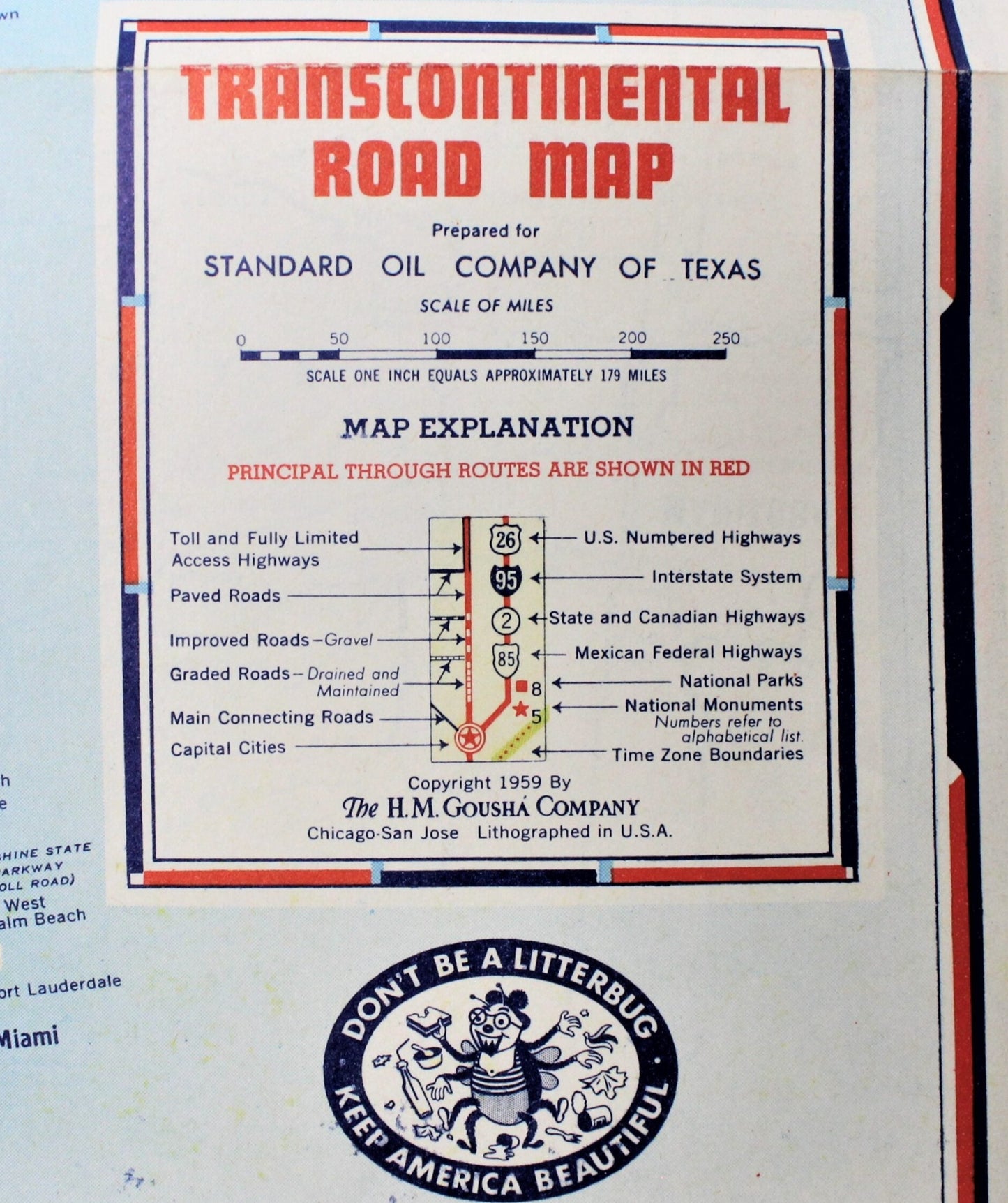 Road Map, Chevron Gousha Lithograph, Western States, Vintage 1959