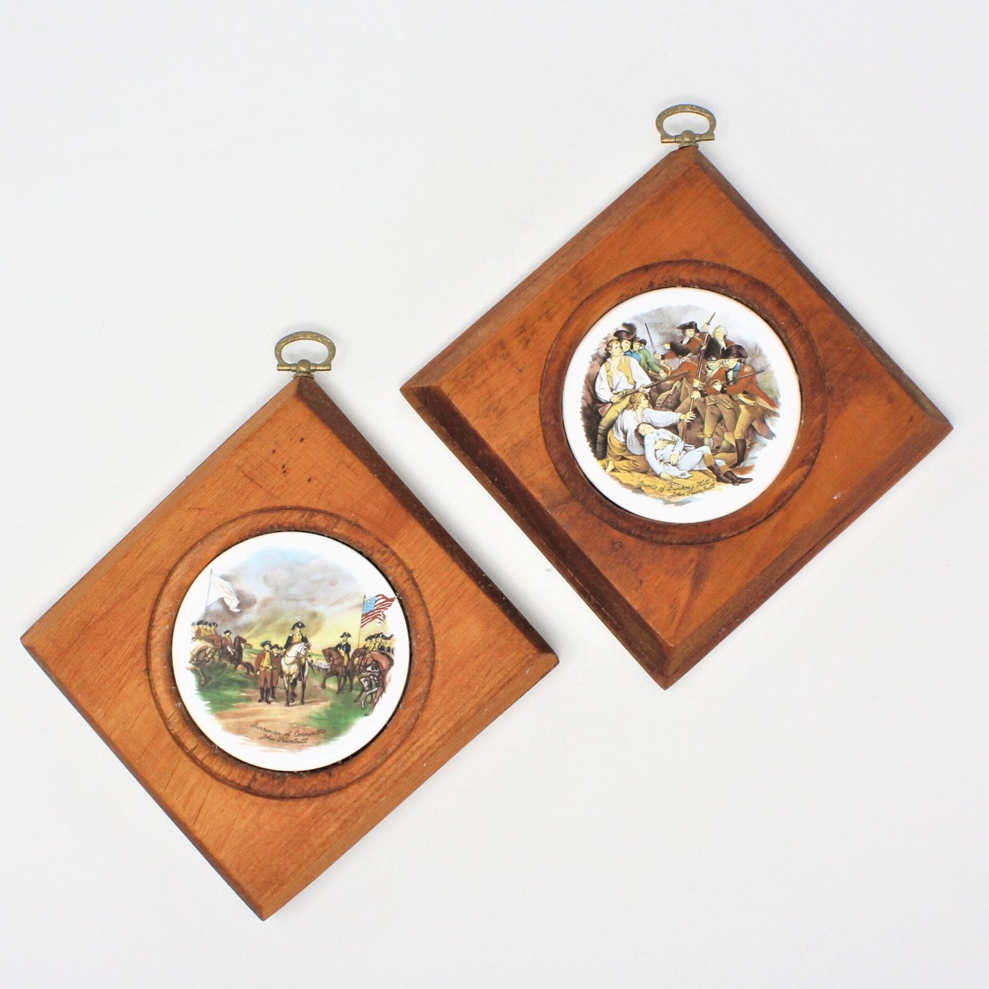 Tile Art, Trumbull 1776 Revolutionary War Scenes, Set of 2, Vintage