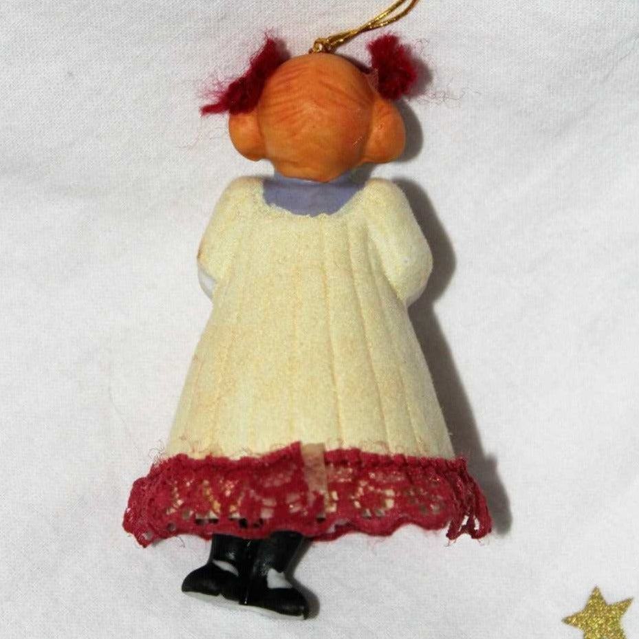 Ornaments, Jasco, Bell L'il Chimers Heirloom Dolls, Girl White Dress, Vintage