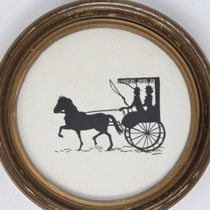 Silhouettes, Horse Drawn Carriage Prints, Set of 2, Framed, Vintage, SOLD