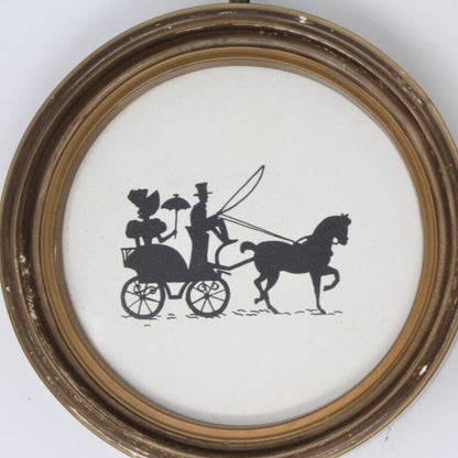 Silhouettes, Horse Drawn Carriage Prints, Set of 2, Framed, Vintage, SOLD